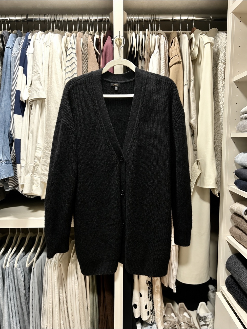 Cashmere Black V-Neck Button Cardigan Sweater